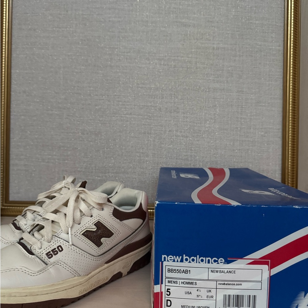 Aime Leon Dore x 550 New Balance White and Brown Sneakers